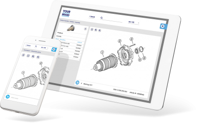 tablet and mobile with spareparts.live user interface / Electronic Parts Catalog (EPC)